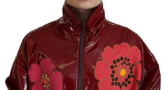 Dolce & Gabbana Maroon Floral Full Zip Polyester Women Jacket -   -  Dolce & Gabbana.