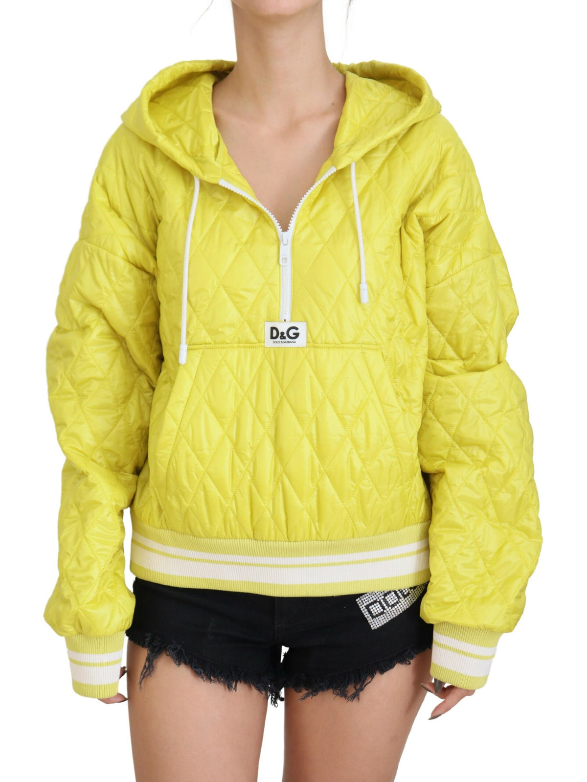 Dolce & Gabbana Yellow Nylon Quilted Hooded Pullover Jacket -   -  Dolce & Gabbana.