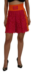 Dolce & Gabbana Pink Orange Lace Cotton High Waist Shorts -   -  Dolce & Gabbana.
