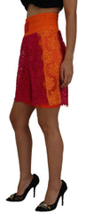 Dolce & Gabbana Pink Orange Lace Cotton High Waist Shorts -   -  Dolce & Gabbana.