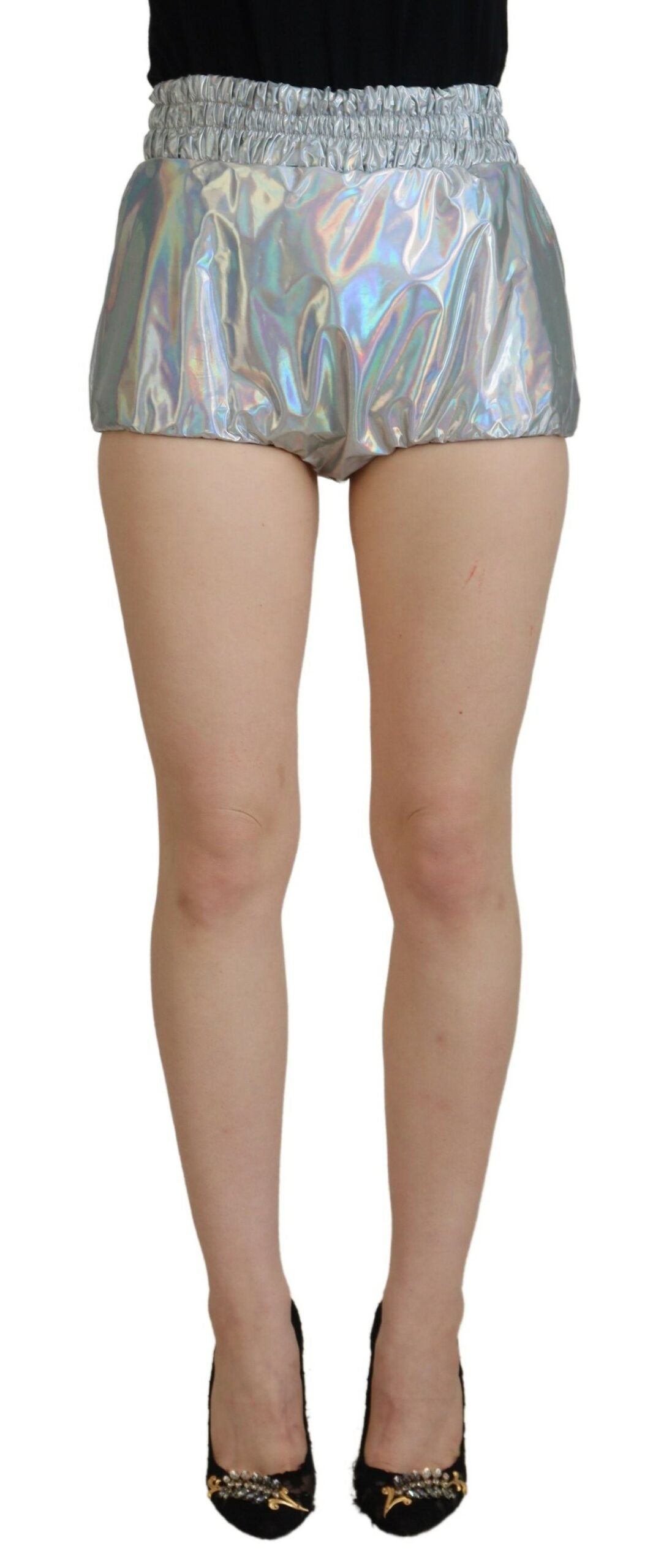 Dolce & Gabbana Silver Holographic High Waist Hot Pants Shorts -   -  Dolce & Gabbana.