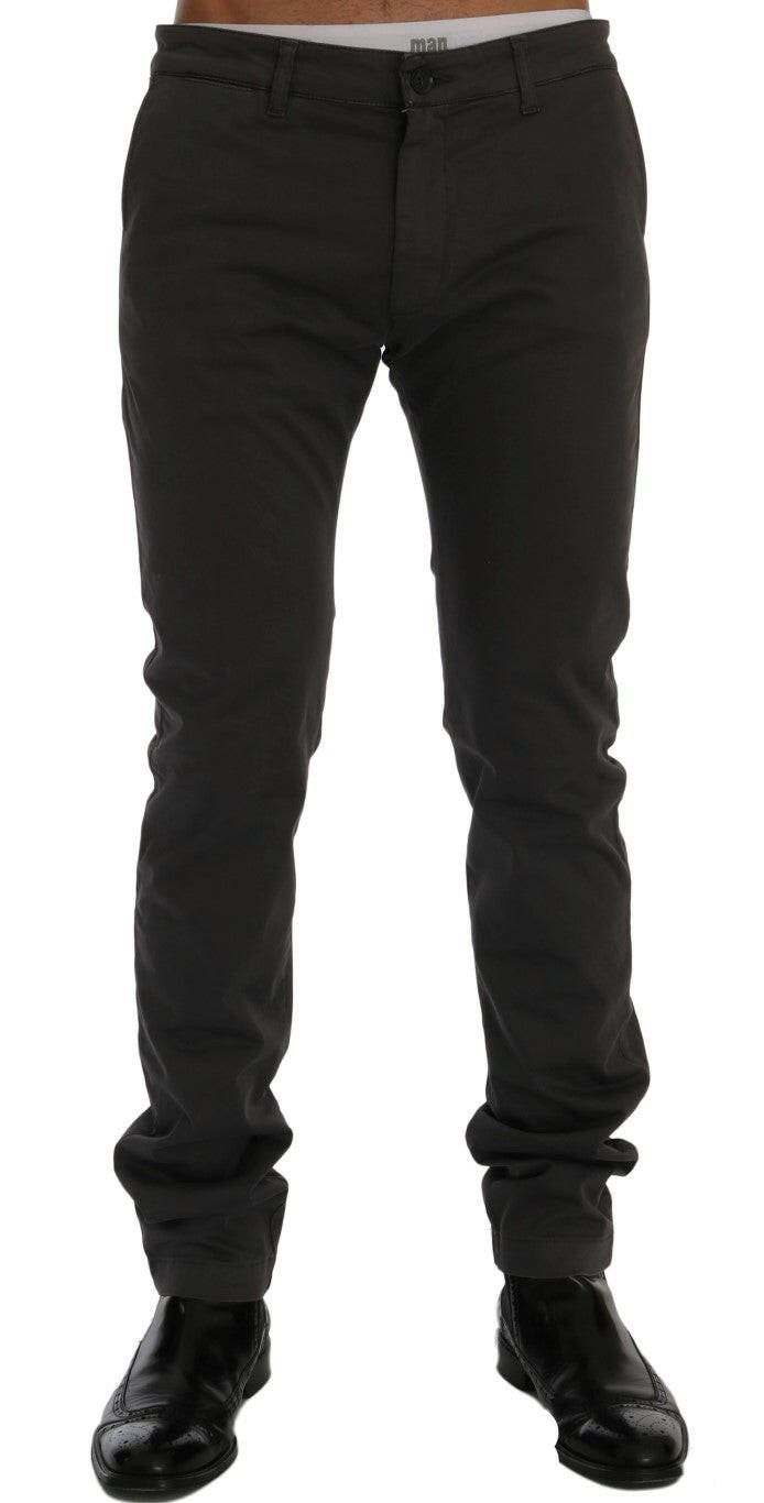 GF Ferre Gray Cotton Stretch Chinos Pants -   -  GF Ferre.