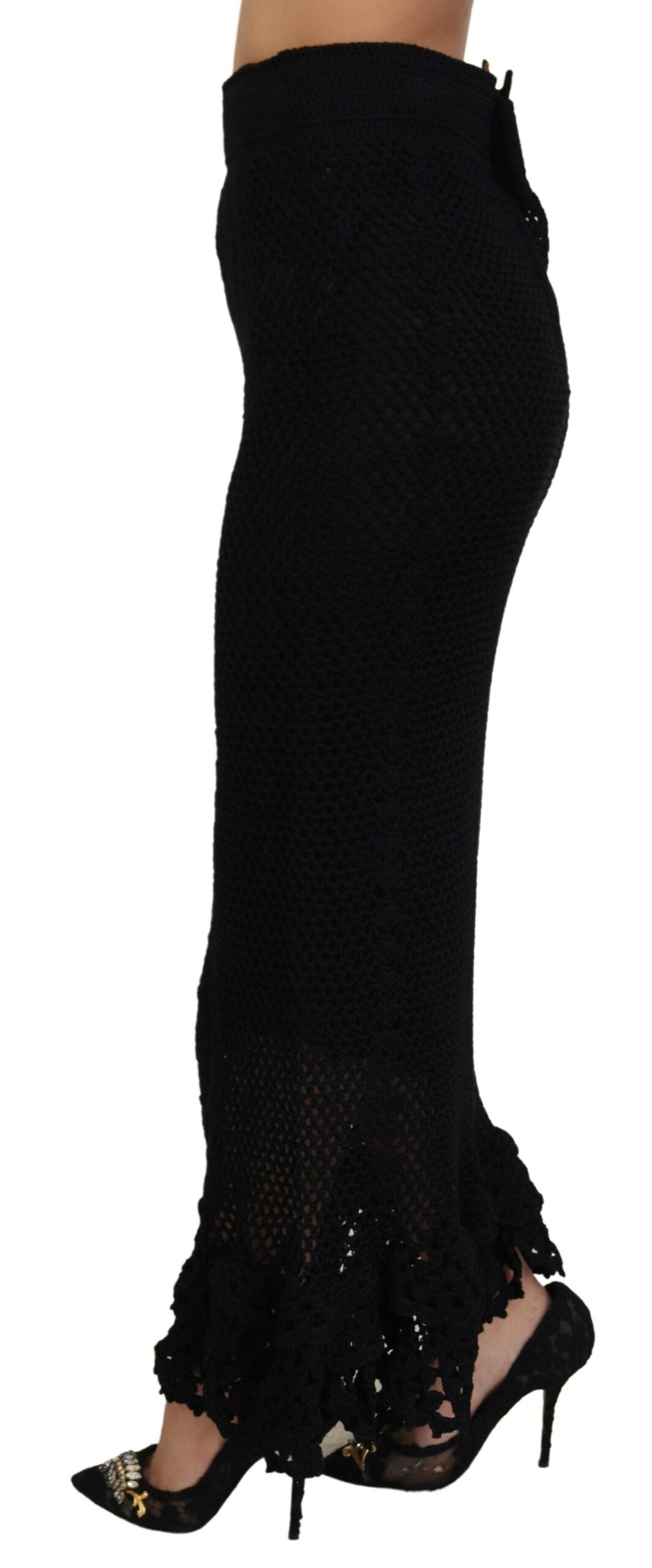 Dolce & Gabbana Black Knitted Cotton High Waist Mermaid Skirt -   -  Dolce & Gabbana. Dolce & Gabbana Black Knitted Cotton High Waist Mermaid Skirt -   -  Dolce & Gabbana.