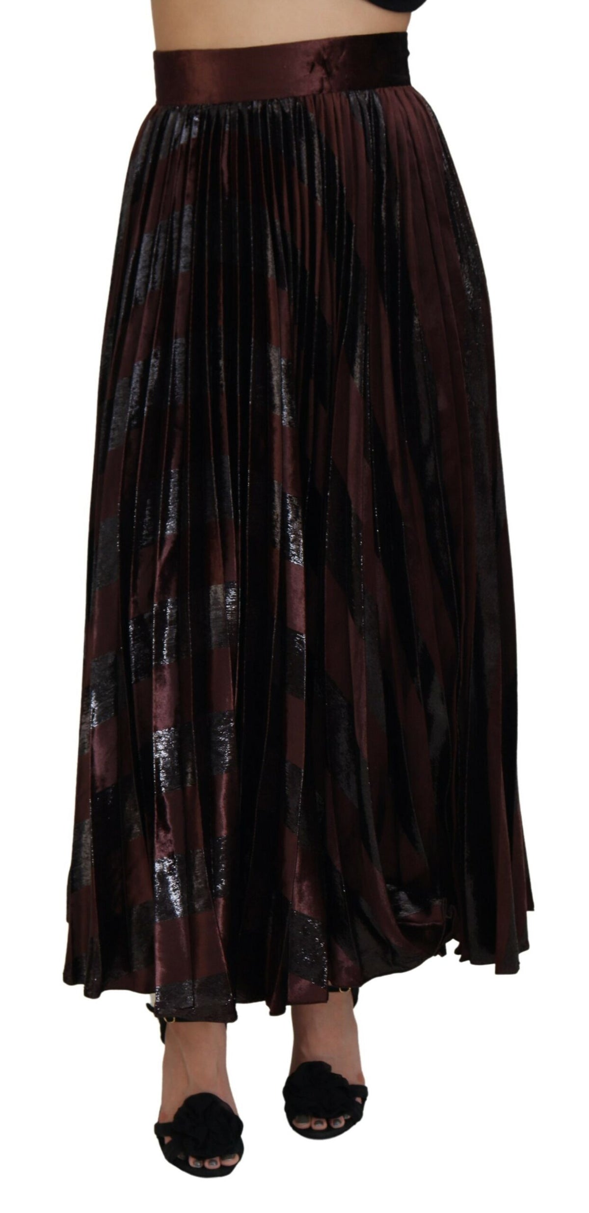 Dolce & Gabbana Brown Polyester High Waist A-line Maxi Skirt -   -  Dolce & Gabbana.