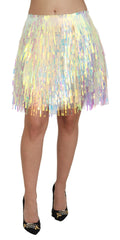 Dolce & Gabbana Multicolor Iridescent Fringed Tulle Skirt -   -  Dolce & Gabbana.