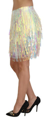 Dolce & Gabbana Multicolor Iridescent Fringed Tulle Skirt -   -  Dolce & Gabbana.