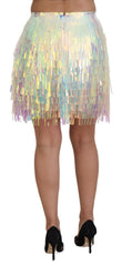 Dolce & Gabbana Multicolor Iridescent Fringed Tulle Skirt -   -  Dolce & Gabbana.