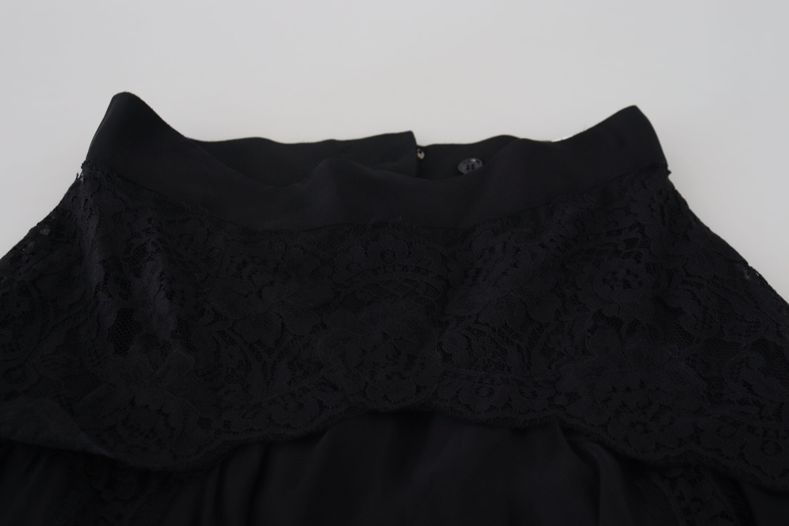 Dolce & Gabbana Black Silk Lace Trim High Waist Midi Skirt -   -  Dolce & Gabbana. Dolce & Gabbana Black Silk Lace Trim High Waist Midi Skirt -   -  Dolce & Gabbana.