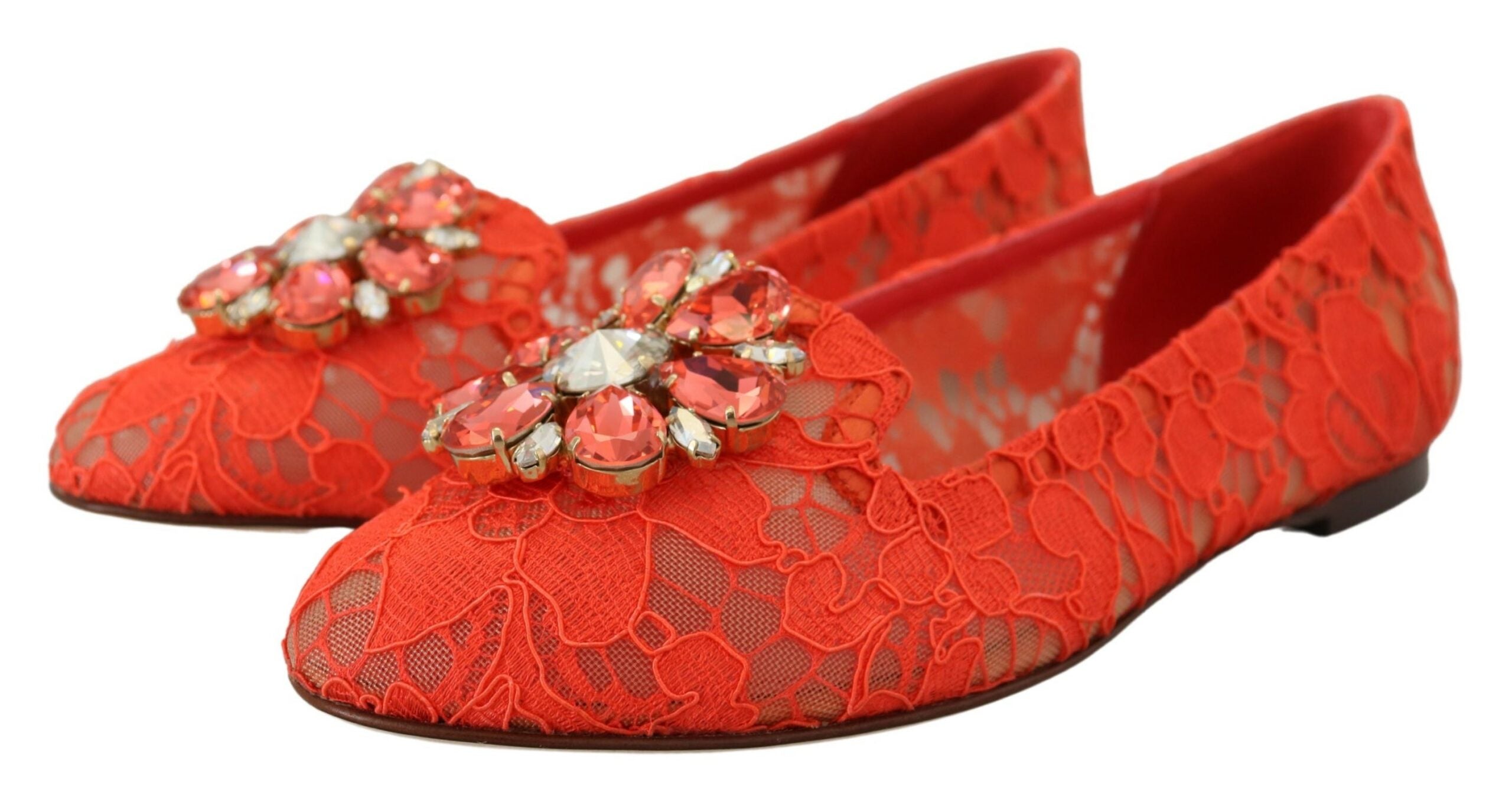 Dolce & Gabbana Red Taormina Lace Crystals Ballet Flats Shoes -   -  Dolce & Gabbana. Dolce & Gabbana Red Taormina Lace Crystals Ballet Flats Shoes -   -  Dolce & Gabbana.