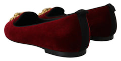 Dolce & Gabbana Bordeaux Velvet Slip-On Loafers Flats Shoes -   -  Dolce & Gabbana.