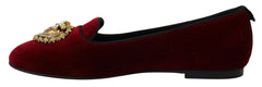 Dolce & Gabbana Bordeaux Velvet Slip-On Loafers Flats Shoes -   -  Dolce & Gabbana.