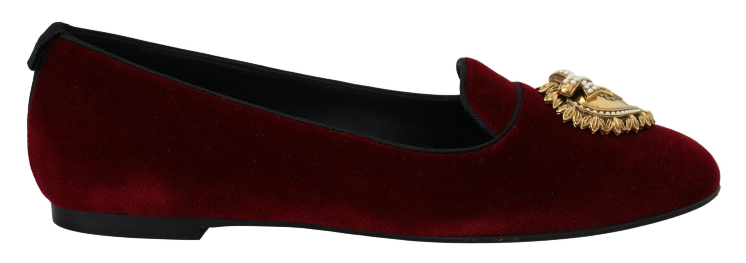 Dolce & Gabbana Bordeaux Velvet Slip-On Loafers Flats Shoes -   -  Dolce & Gabbana.