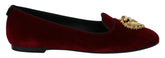 Dolce & Gabbana Bordeaux Velvet Slip-On Loafers Flats Shoes -   -  Dolce & Gabbana.