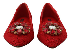 Dolce & Gabbana Red Taormina Crystals Loafers Flats Shoes -   -  Dolce & Gabbana.