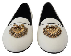 Dolce & Gabbana White Velvet Slip Ons Loafers Flats Shoes -   -  Dolce & Gabbana.