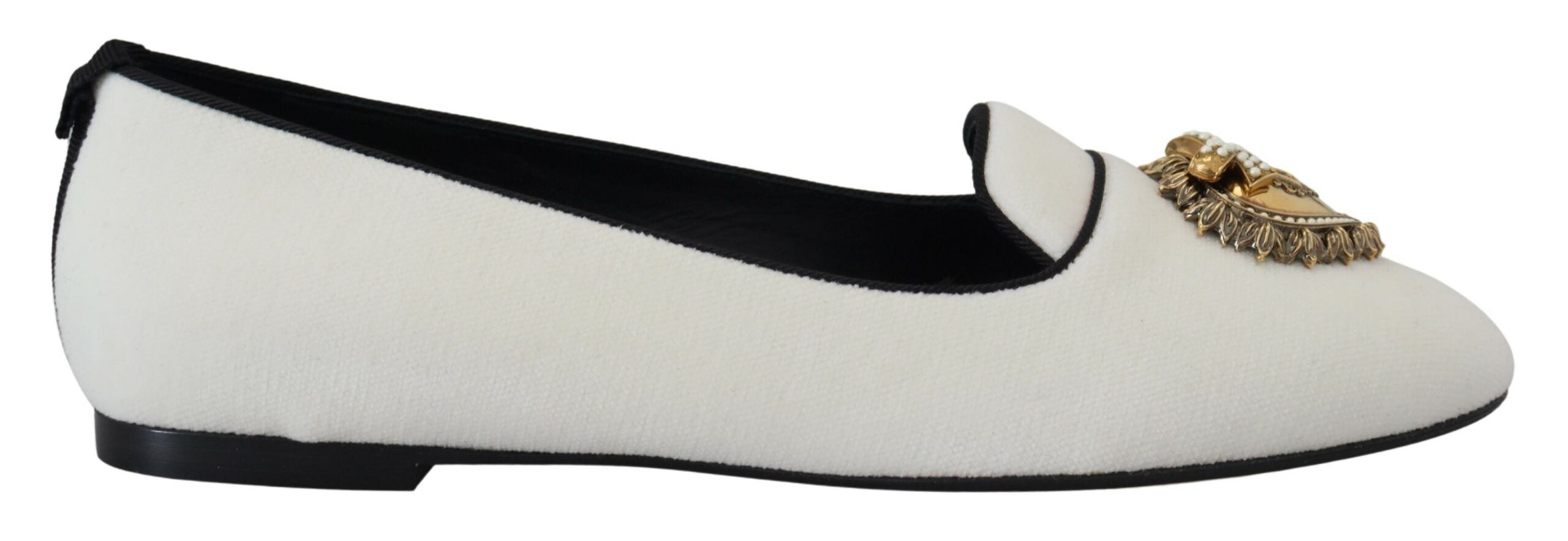 Dolce & Gabbana White Velvet Slip Ons Loafers Flats Shoes -   -  Dolce & Gabbana.