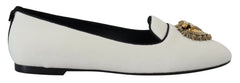 Dolce & Gabbana White Velvet Slip Ons Loafers Flats Shoes -   -  Dolce & Gabbana.