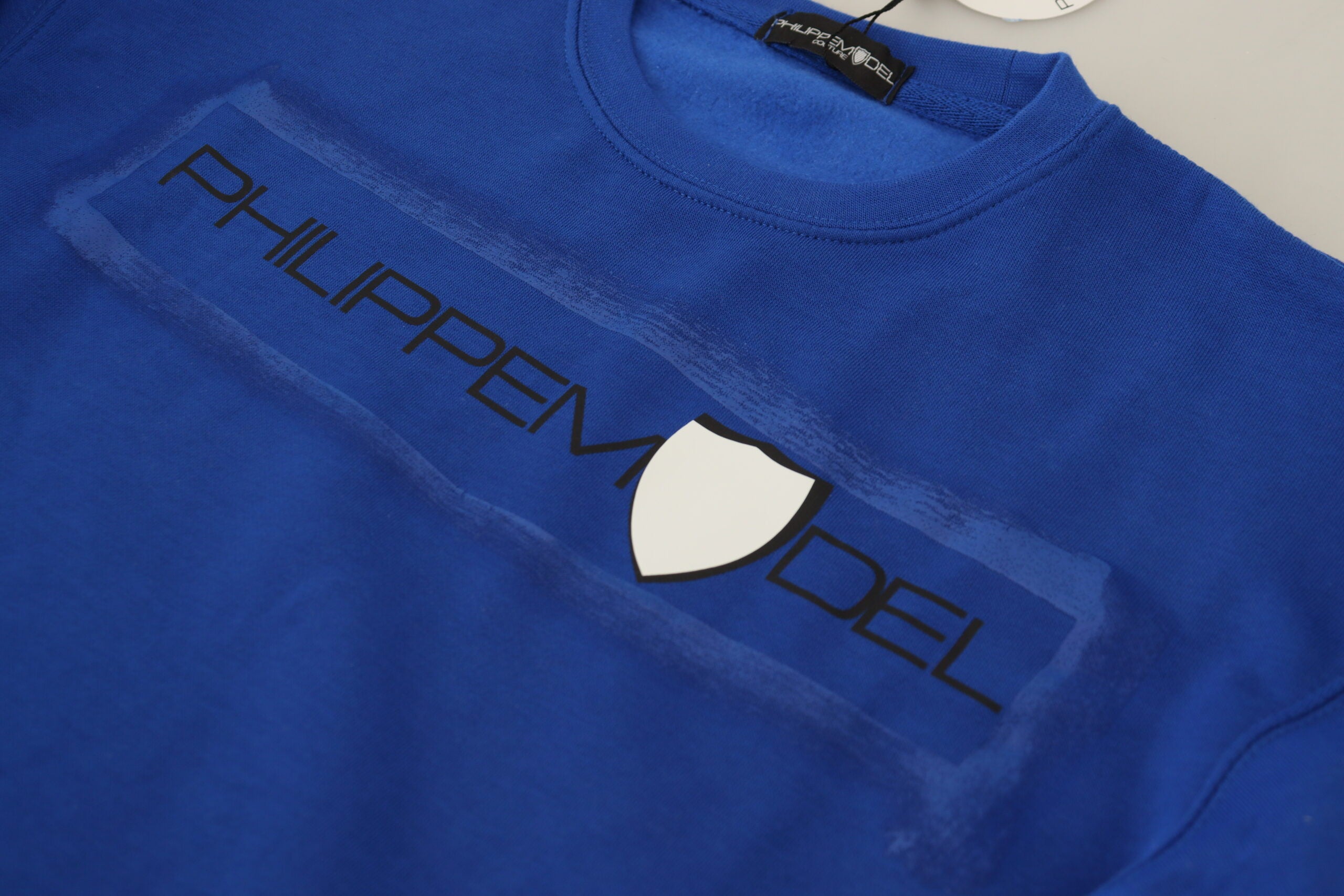 Philippe Model Blue Printed Long Sleeves Pullover Sweater -   -  Philippe Model. Philippe Model Blue Printed Long Sleeves Pullover Sweater -   -  Philippe Model.