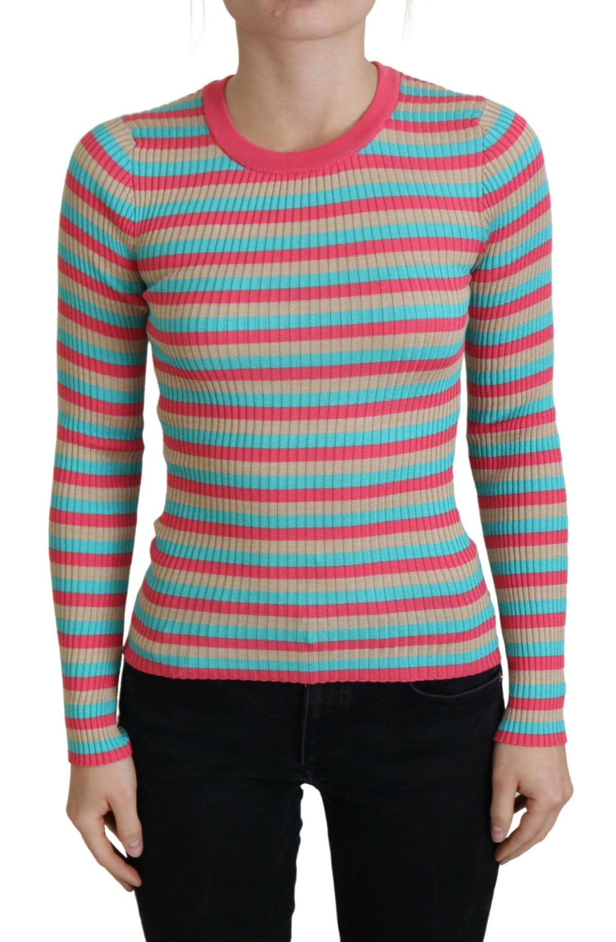 Dolce & Gabbana Multicolor Crewneck Pullover Silk Sweater -   -  Dolce & Gabbana.