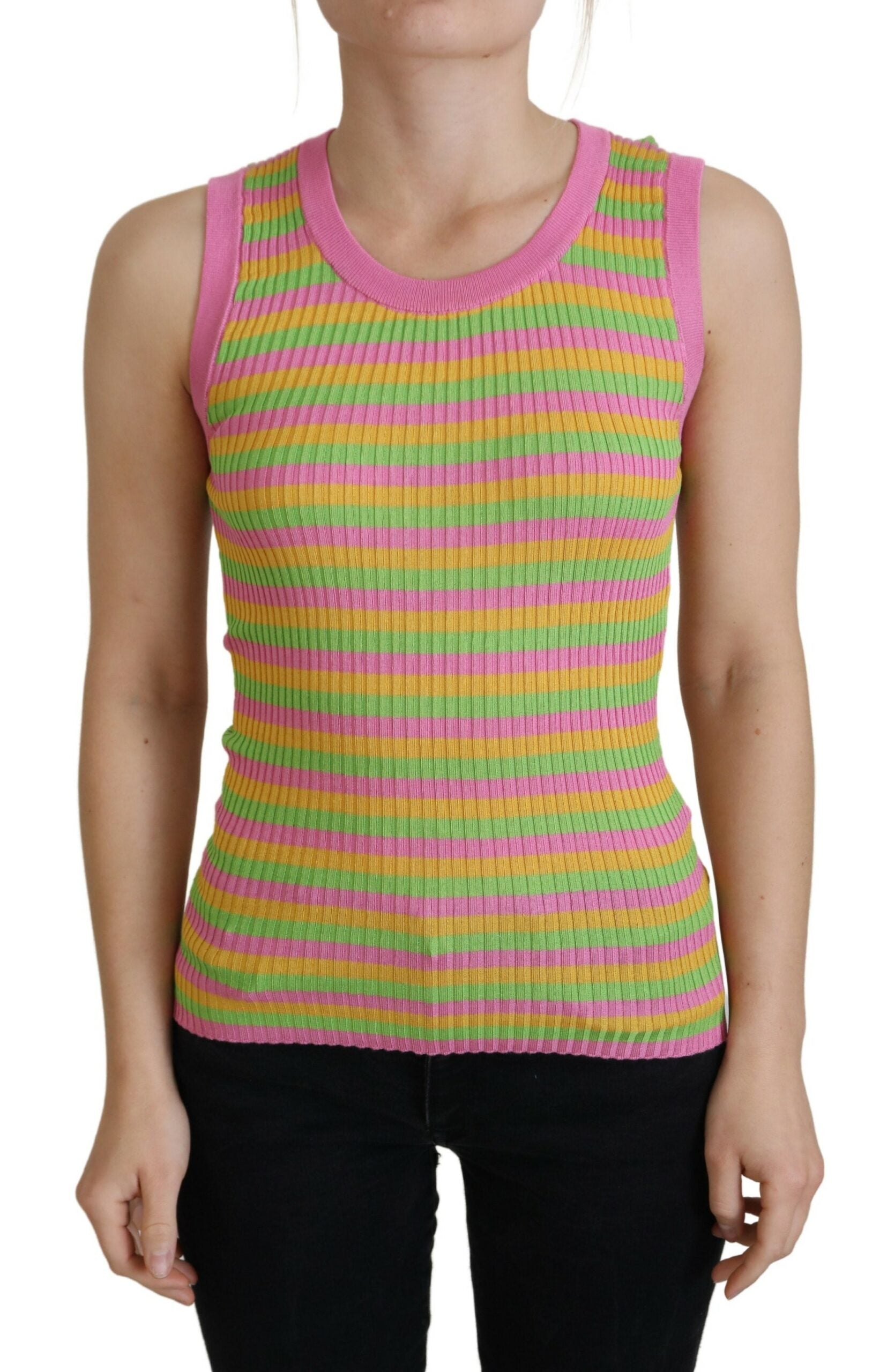 Dolce & Gabbana Multicolor Silk Vest Pullover Tank Top -   -  Dolce & Gabbana.