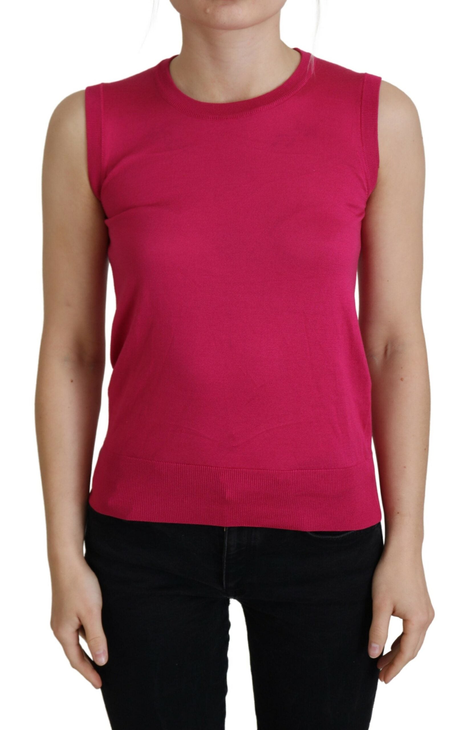 Dolce & Gabbana Pink Silk Vest Pullover Crewneck Tank Top -   -  Dolce & Gabbana.