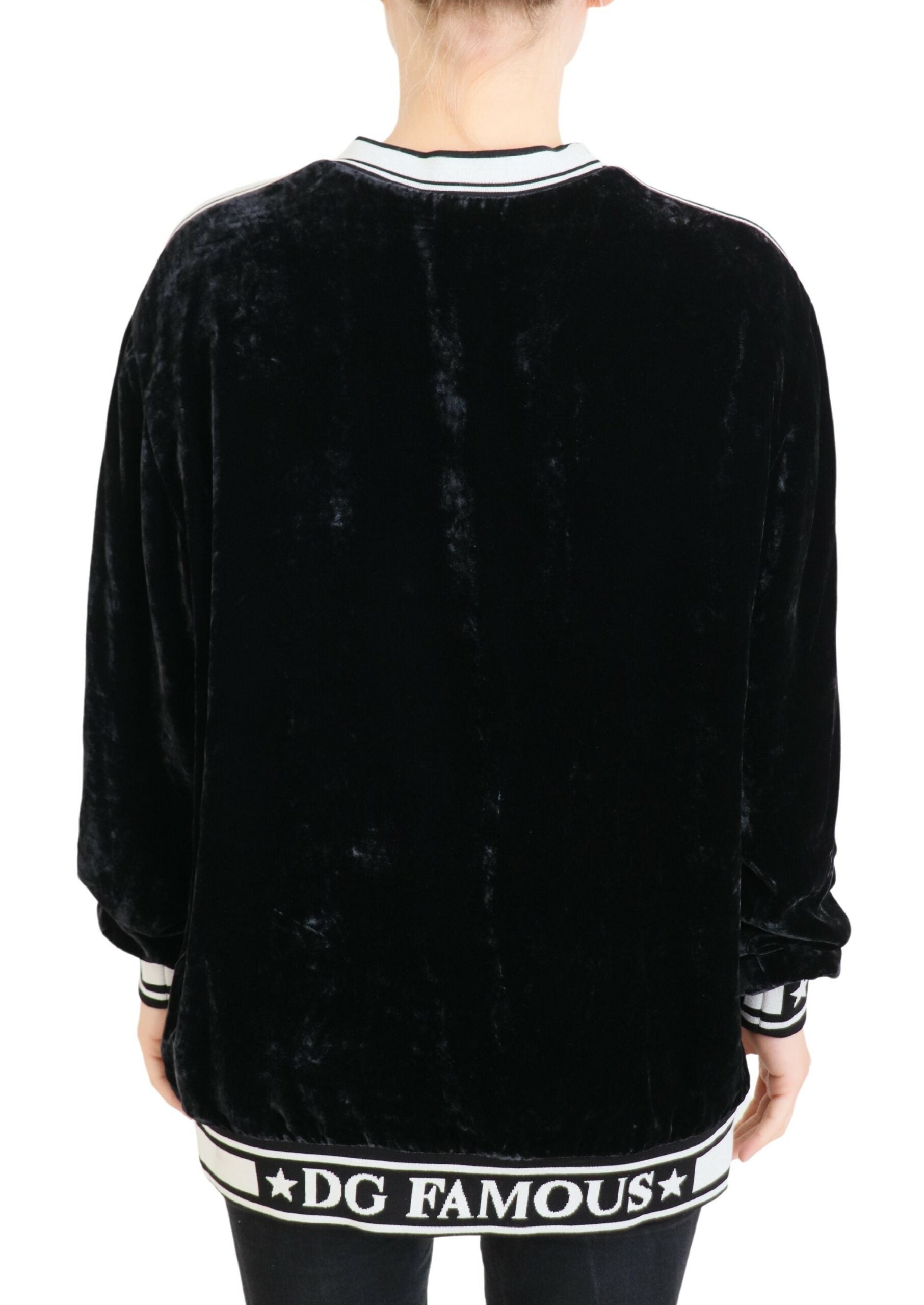 Dolce & Gabbana Black Velvet Crewneck Pullover Sweater -   -  Dolce & Gabbana. Dolce & Gabbana Black Velvet Crewneck Pullover Sweater -   -  Dolce & Gabbana.