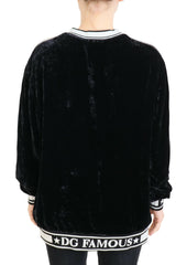 Dolce & Gabbana Black Velvet Crewneck Pullover Sweater -   -  Dolce & Gabbana.