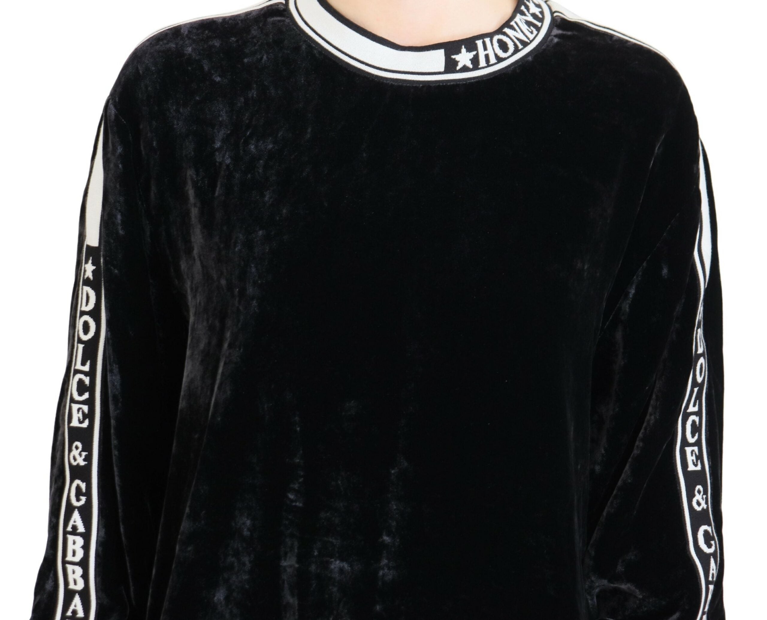 Dolce & Gabbana Black Velvet Crewneck Pullover Sweater -   -  Dolce & Gabbana. Dolce & Gabbana Black Velvet Crewneck Pullover Sweater -   -  Dolce & Gabbana.
