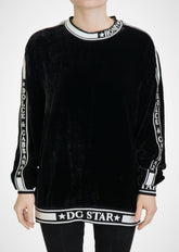 Dolce & Gabbana Black Velvet Crewneck Pullover Sweater -   -  Dolce & Gabbana.