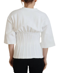 Dolce & Gabbana White Corset Stretch Cotton Top T-shirt -   -  Dolce & Gabbana.