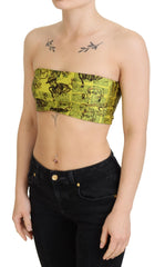 John Galliano Yellow Newspaper Print Cropped Blouse - - John Galliano.