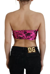John Galliano Pink Newspaper Print Bra Cropped Blouse - - John Galliano.