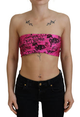 John Galliano Pink Newspaper Print Bra Cropped Blouse - - John Galliano.