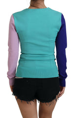 Dolce & Gabbana Multicolor V-neck Viscose Long Sleeves Sweater -   -  Dolce & Gabbana.