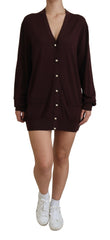 Dolce & Gabbana Maroon Wool Knit Deep V-neck Cardigan Sweater -   -  Dolce & Gabbana.