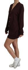 Dolce & Gabbana Maroon Wool Knit Deep V-neck Cardigan Sweater -   -  Dolce & Gabbana.