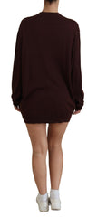 Dolce & Gabbana Maroon Wool Knit Deep V-neck Cardigan Sweater -   -  Dolce & Gabbana.