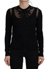 Dolce & Gabbana Black Floral Lace Button Cardigan Sweater -   -  Dolce & Gabbana.