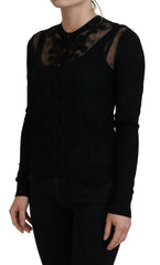 Dolce & Gabbana Black Floral Lace Button Cardigan Sweater -   -  Dolce & Gabbana.