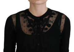 Dolce & Gabbana Black Floral Lace Button Cardigan Sweater -   -  Dolce & Gabbana.