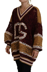 Dolce & Gabbana Multicolor Lace V-neck Pullover Sweater -   -  Dolce & Gabbana.