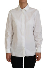 Dolce & Gabbana White Cotton Collared Long Sleeves Formal Top -   -  Dolce & Gabbana.