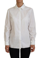 Dolce & Gabbana White Cotton Collared Long Sleeves Formal Top -   -  Dolce & Gabbana.