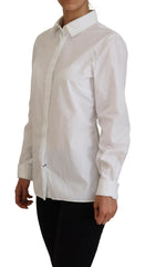Dolce & Gabbana White Cotton Collared Long Sleeves Formal Top -   -  Dolce & Gabbana.