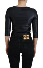 Dolce & Gabbana Black Cotton Stretch Open Chest 3/4 Sleeve Top -   -  Dolce & Gabbana.