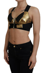 Dolce & Gabbana Black Gold Sleeveless Cropped Bustier Top -   -  Dolce & Gabbana.