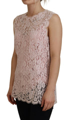 Dolce & Gabbana Pink Floral Lace Sleeveless Tank Blouse Top -   -  Dolce & Gabbana.