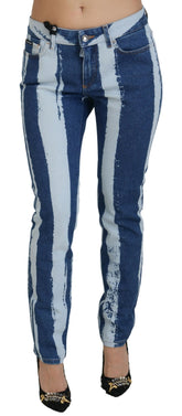 Dolce & Gabbana Cobalt Blue Stripes Skinny Denim Cotton Jeans -   -  Dolce & Gabbana.