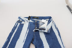 Dolce & Gabbana Cobalt Blue Stripes Skinny Denim Cotton Jeans -   -  Dolce & Gabbana.