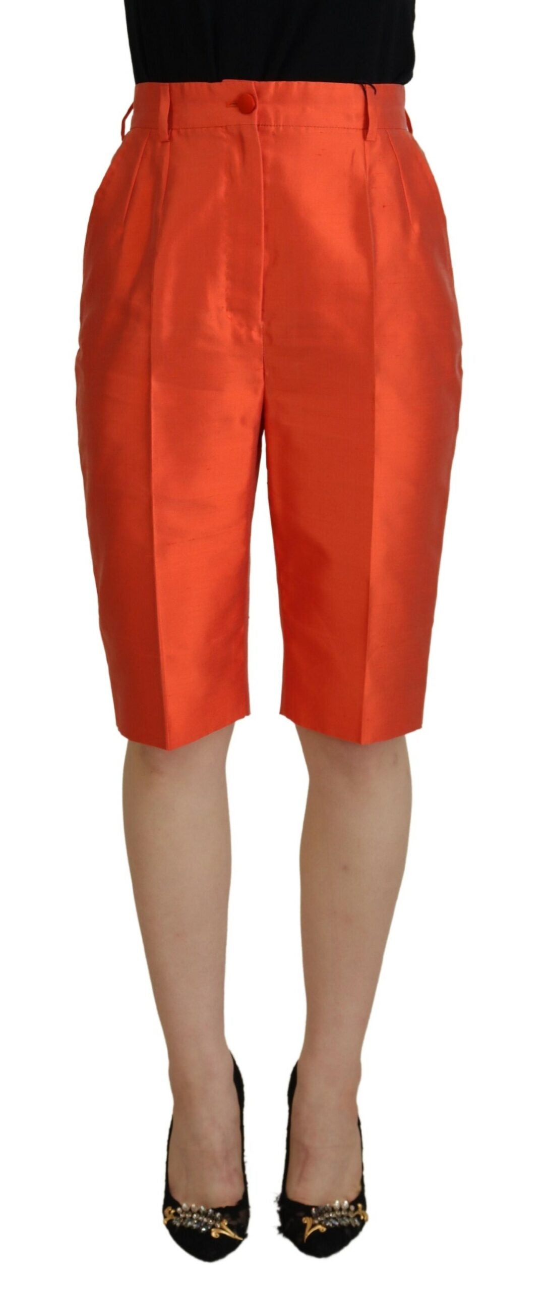 Dolce & Gabbana Orange Silk High Waist Cropped Pants -   -  Dolce & Gabbana.